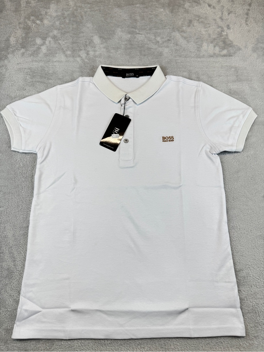 Hugo Boss White Polo with Subtle Gold Logo Brand New Fast Ship